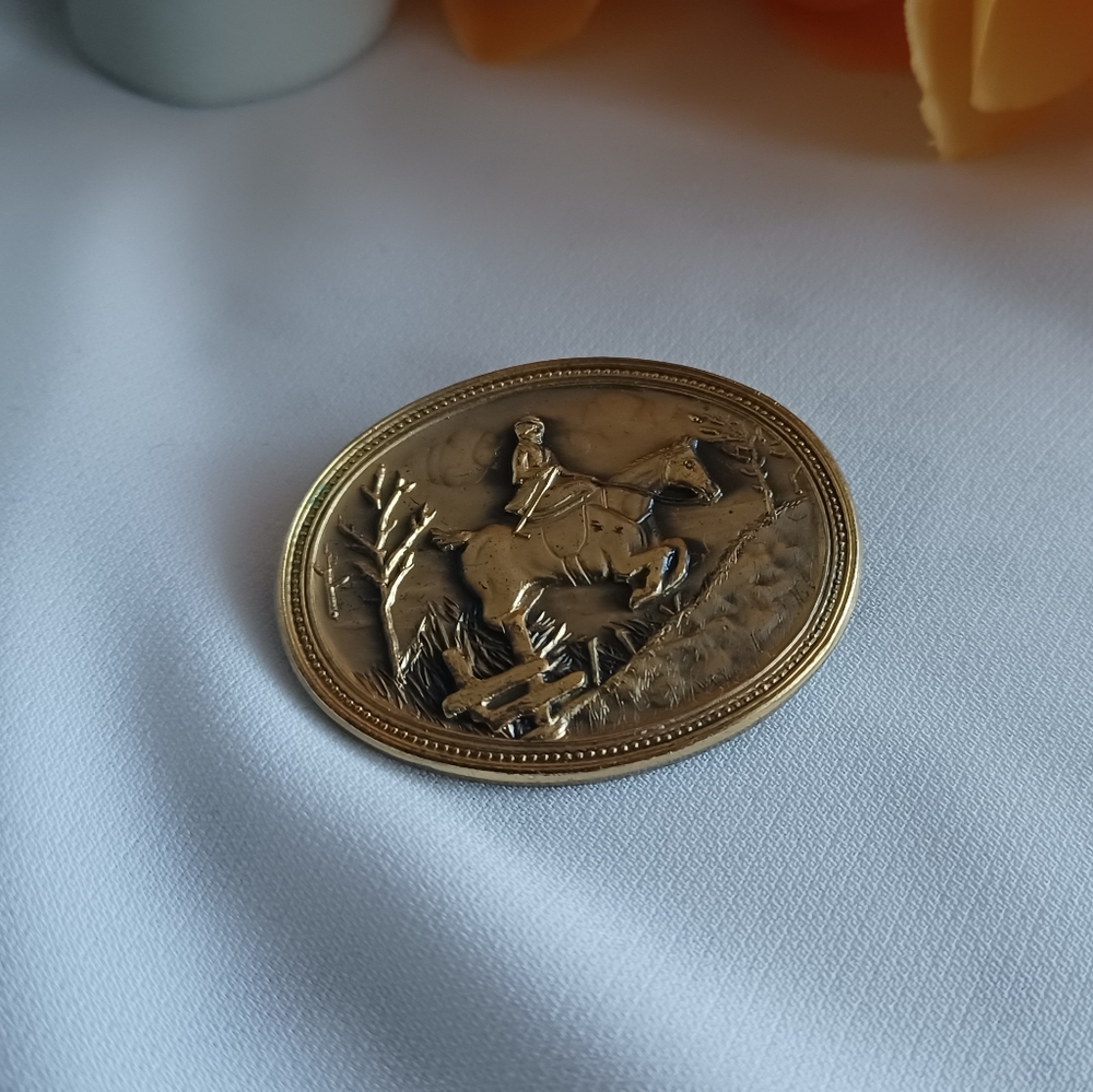 Rustic Horse Back Riding Brooch